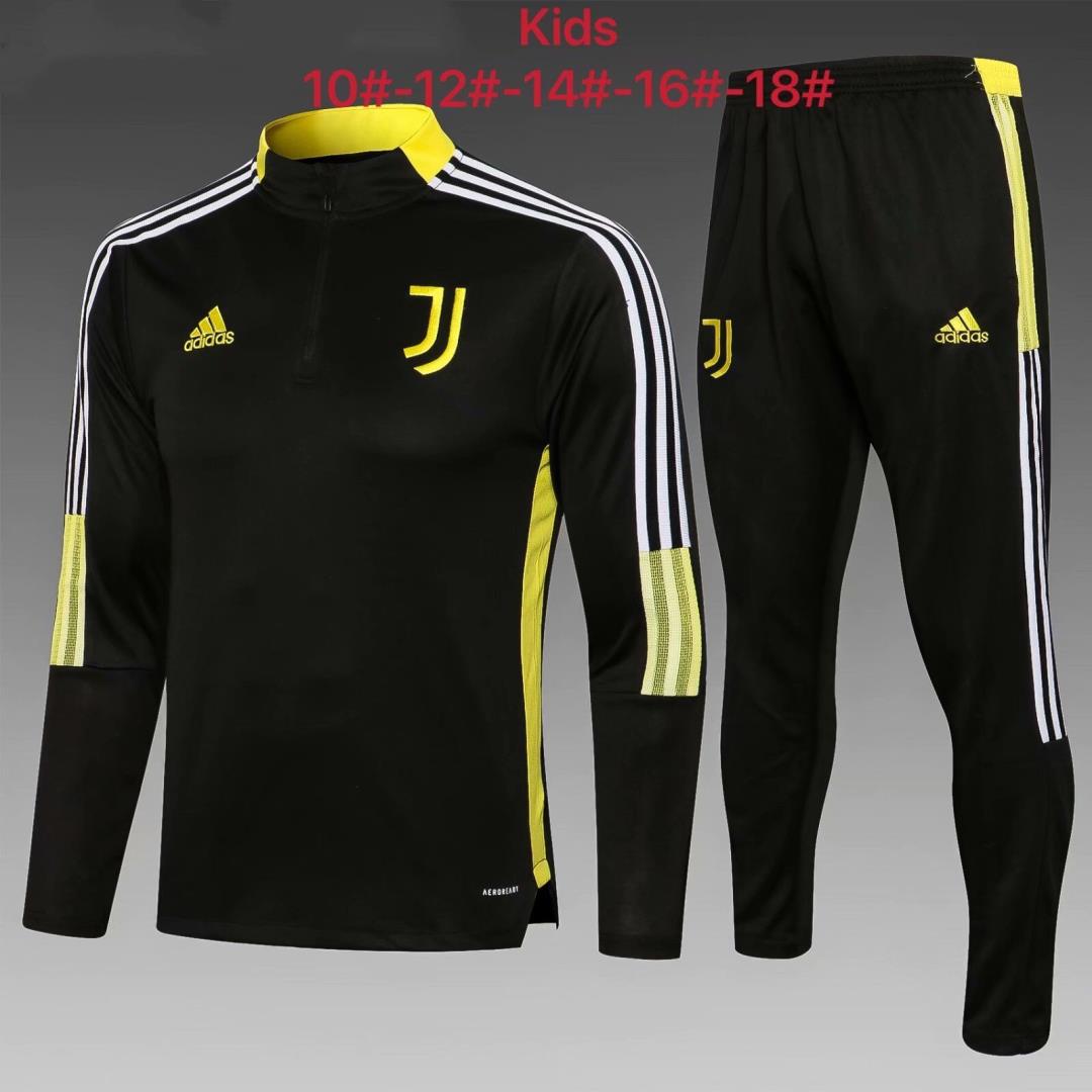 Kids Juventus 21/22 Trackusit - Black/Yellow